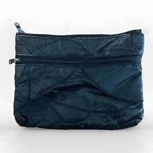 vintage leather patchwork pouch cosmetic makeup bag travel everyday